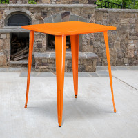 Flash Furniture CH-51040-40-OR-GG 31.5" Square Bar Height Orange Metal Indoor-Outdoor Table